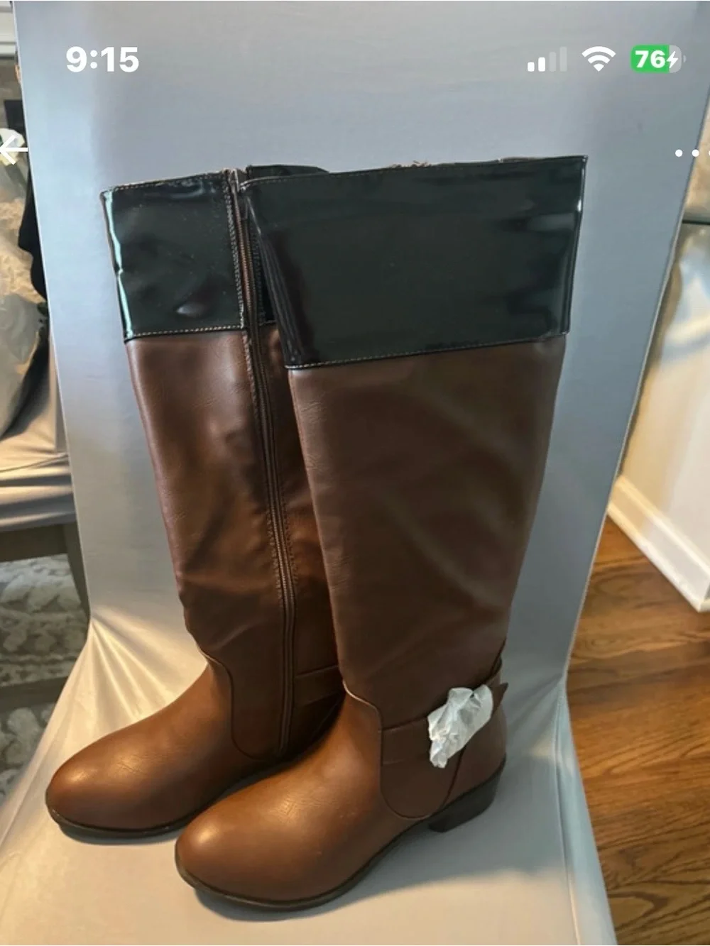 Shoe Dazzle Brown Over-the-Knee Boots with Black Cuff